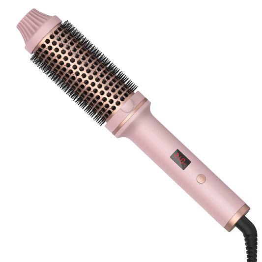 1.5-Inch Heated Round Brush - Thermal Curling Iron and Volumizing Ceramic Comb for Travel